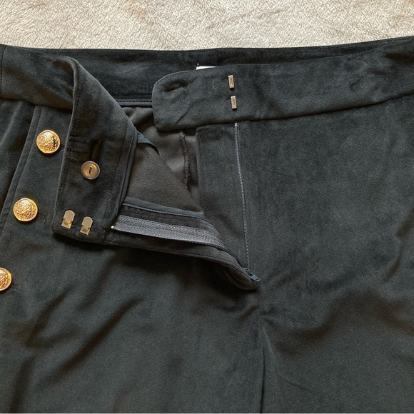 Maison D'Amelie Black Velour Straight Leg Sailor Trousers with Gold Buttons - Picture 2 of 12